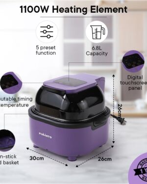 The Better Home FUMATO Aerochef Pro Air fryer With Digital Panel & Easy Peek Through Lid, 6.8L| 1100W Air Fryer with 5 Preset Function & 90% Less Oil Consumption| 1 Year Warranty (Purple Haze)  Amazon.in Home & Kitchen