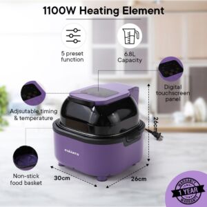 The Better Home FUMATO Aerochef Pro Air fryer With Digital Panel & Easy Peek Through Lid, 6.8L| 1100W Air Fryer with 5 Preset Function & 90% Less Oil Consumption| 1 Year Warranty (Purple Haze) Amazon.in Home & Kitchen