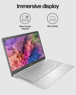 HP Chromebook 14a, Intel Celeron N4500 14inch(35.6 cm) FHD Touchscreen Laptop (Chrome OS, 4 GB SDRAM/64 GB eMMC/Chrome 64 /Dual Speakers/Google Assistant Built-in/Mineral Silver) 14a- na1004TU Computers & Accessories