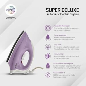 Buy Wipro Super Deluxe 1000 Watt GD205 Automatic Electric Dry Iron | Large Soleplate|Anti bacterial German Weilburger Double Coated Soleplate | Quick Heat Up Online at Low Prices in India – Amazon.in