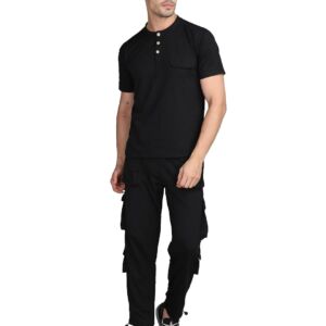 Buy CHKOKKO Men Casual Summer Track suit Co-ord Sets Black L at Amazon.in