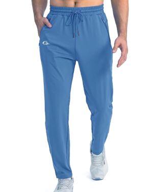 CBlue Men’s Trackpants with Zipper Pockets Joggers Athletic Pants for Workout, Jogging, Running (Medium, Slate Blue) Clothing & Accessories