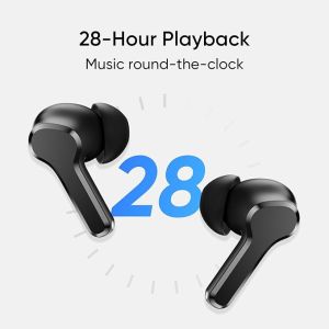 realme TechLife Buds T100 Bluetooth Truly Wireless in Ear Earbuds with mic, AI ENC for Calls, Google Fast Pair, 28 Hours Total Playback with Fast Charging and Low Latency Gaming Mode Black