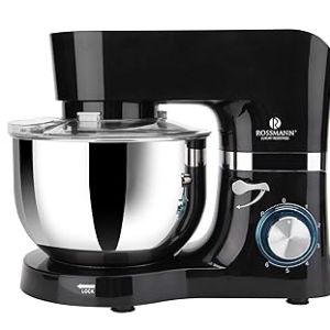 Rossmann Stand Mixer, Professional 1600 Watts 100% Pure Copper Motor, 6 Lit SS Bowl, 4 Safety Features, Metal Gears & Planetary Rotation, Teflon Coated Accessories, 2 Years Warranty, Black