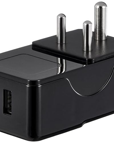 Amazon Basics USB Adaptor with 1 Universal AC Socket and 2 USB Ports (Black)