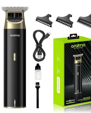 Oraimo Hair Trimmer for Men,Corded & Cordless Hair Clipper with Zero Gapped Baldheaded T-Blade Trimmer with Close Cutting,150 mins Runtime,Stainless Steel Blades