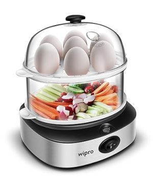Wipro Vesta 360 Watt 4 in 1 Multicooker Egg Boiler|Concurrent Cooking|Boils up to 14 Eggs at a time |Steam Rice, Poach Eggs, Cook Vegetable & Boil Egg|3 Boiling Modes