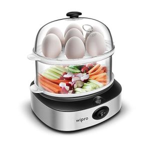 Wipro Vesta 360 Watt 4 in 1 Multicooker Egg Boiler|Concurrent Cooking|Boils up to 14 Eggs at a time |Steam Rice, Poach Eggs, Cook Vegetable & Boil Egg|3 Boiling Modes