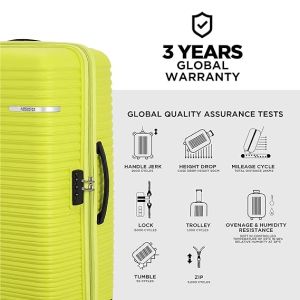 American Tourister Liftoff 79 cms Large Check-in Polypropylene Hard Sided Double Spinner Wheel Luggage/Trolley Bag/Suitcase Apple Green