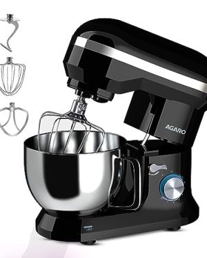 AGARO Royal Stand Mixer 1000W with 5L SS Bowl and 8 Speed Setting I Includes Whisking Cone, Mixing Beater & Dough Hook, and Splash Guard, 2 Years Warranty