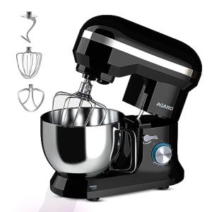 AGARO Royal Stand Mixer 1000W with 5L SS Bowl and 8 Speed Setting I Includes Whisking Cone, Mixing Beater & Dough Hook, and Splash Guard, 2 Years Warranty